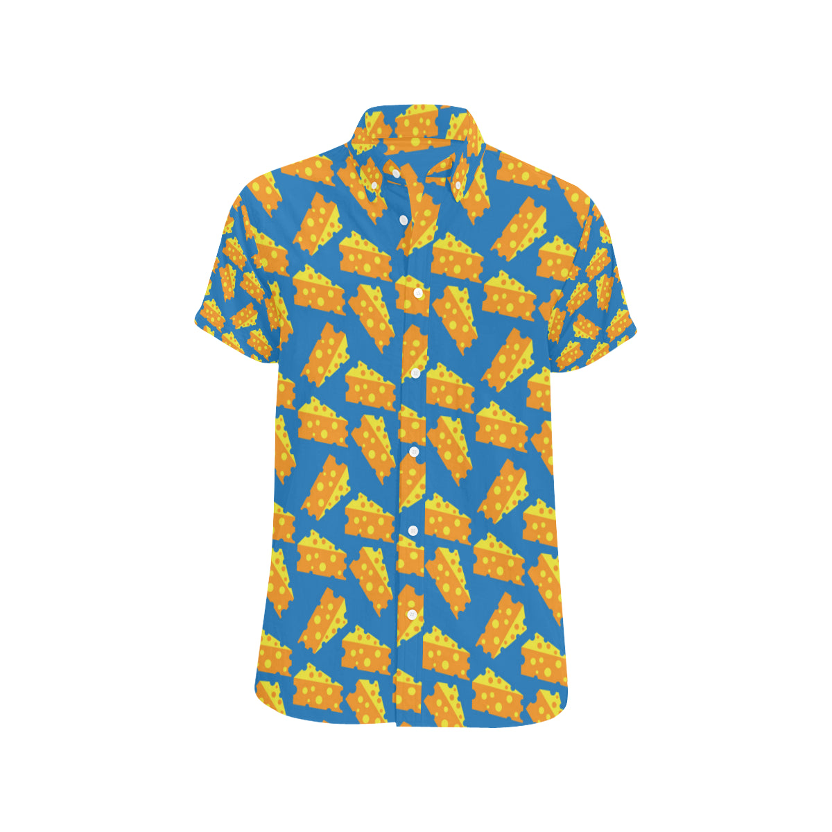 Cheese Pattern Print Design 05 Men's Short Sleeve Button Up Shirt
