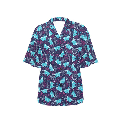 Butterfly Pattern Print Design 011 Women's Hawaiian Shirt