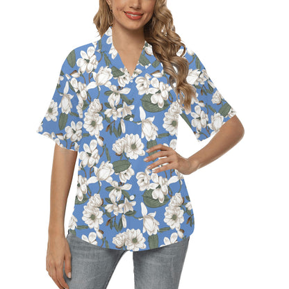Magnolia Pattern Print Design 01 Women's Hawaiian Shirt