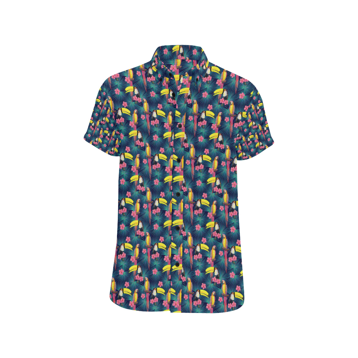 Toucan Parrot Design Men's Short Sleeve Button Up Shirt