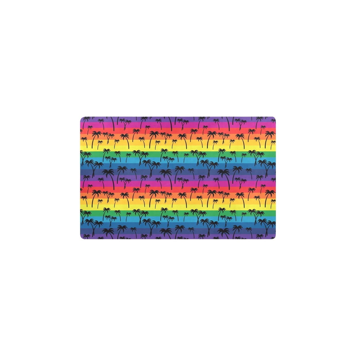 Palm Tree Rainbow Themed Print Kitchen Mat