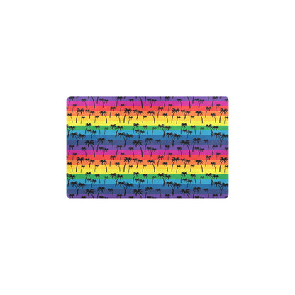 Palm Tree Rainbow Themed Print Kitchen Mat