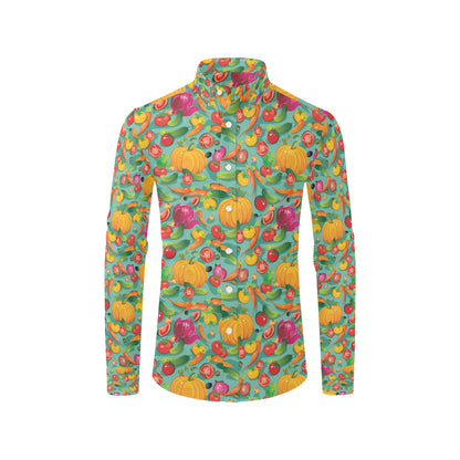 Vegan Colorful Themed Design Print Men's Long Sleeve Shirt