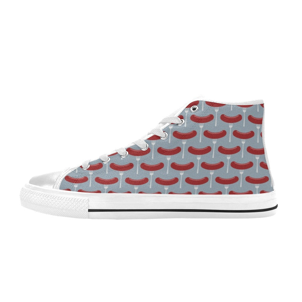 Sausage Print Design LKS301 High Top Women's White Shoes