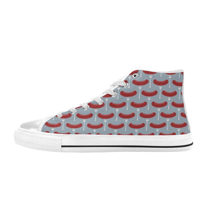 Sausage Print Design LKS301 High Top Women's White Shoes