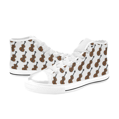 Violin Print Design LKS405 High Top Women's White Shoes