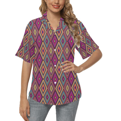 Southwestern Print Women's Hawaiian Shirt