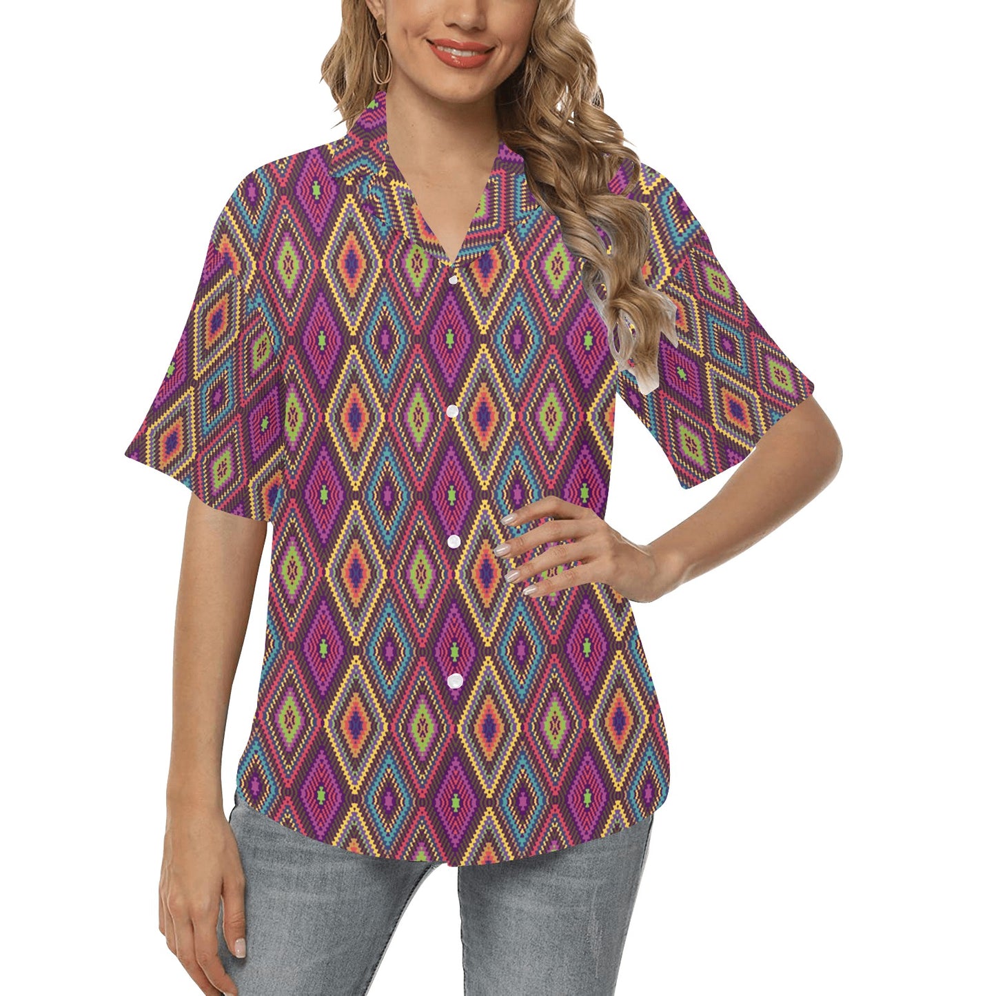 Southwestern Print Women's Hawaiian Shirt