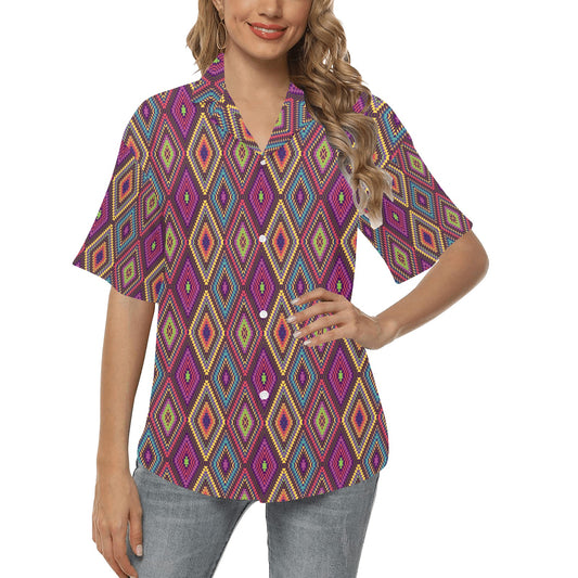 Southwestern Print Women's Hawaiian Shirt