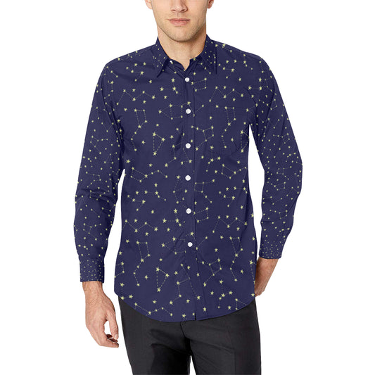 Constellation Pattern Print Design 02 Men's Long Sleeve Shirt