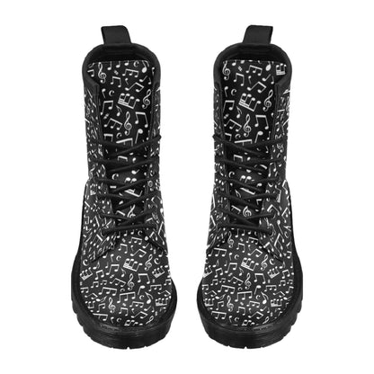 Music Note Black white Themed Print Women's Boots