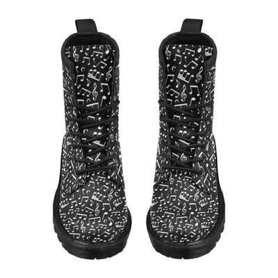 Music Note Black white Themed Print Women's Boots