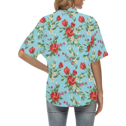 Summer Floral Pattern Print Design SF011 Women's Hawaiian Shirt