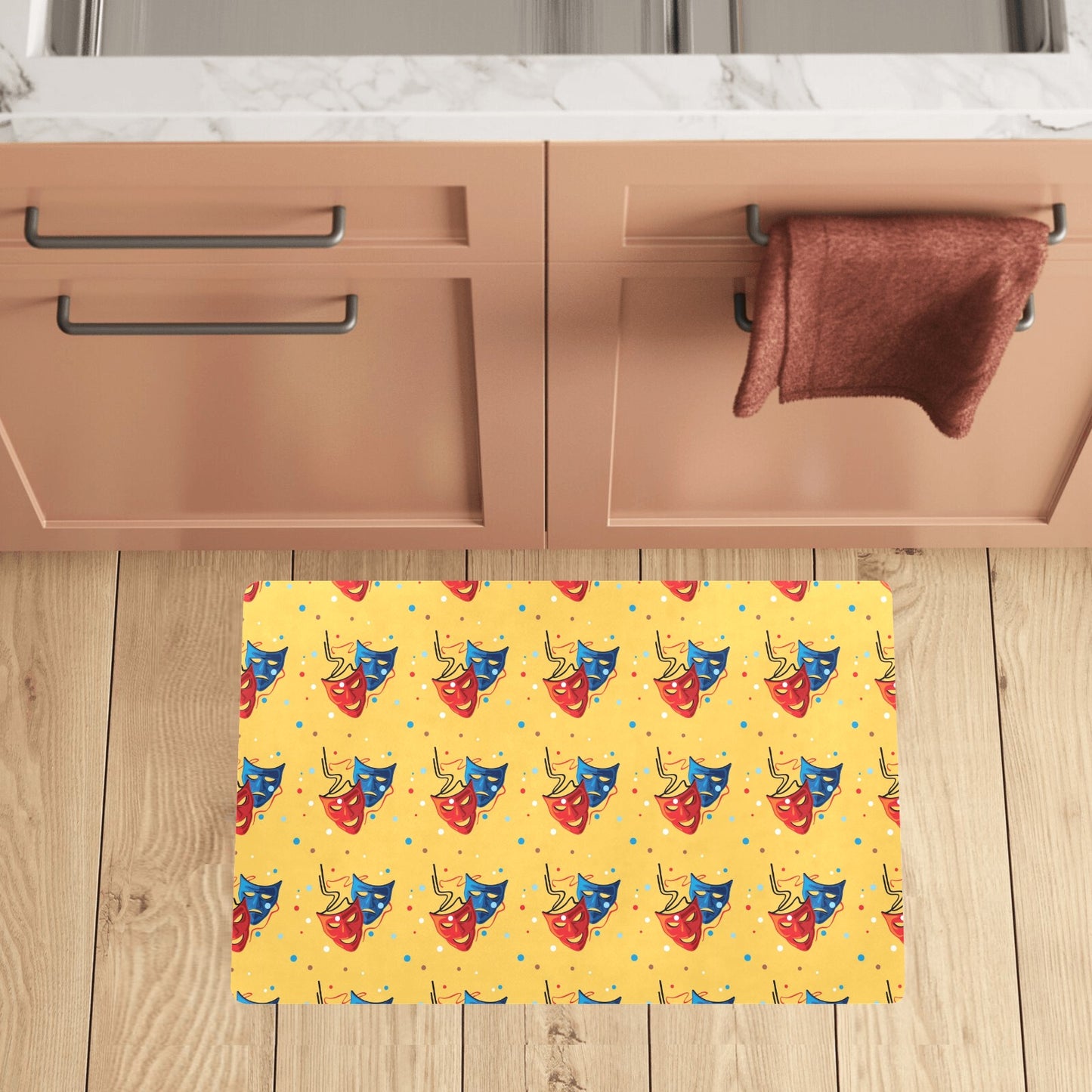 Acting Mask Pattern Print Design 02 Kitchen Mat