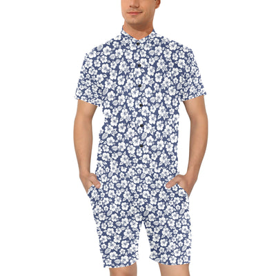 Hibiscus Blue Hawaiian Flower Style Men's Romper