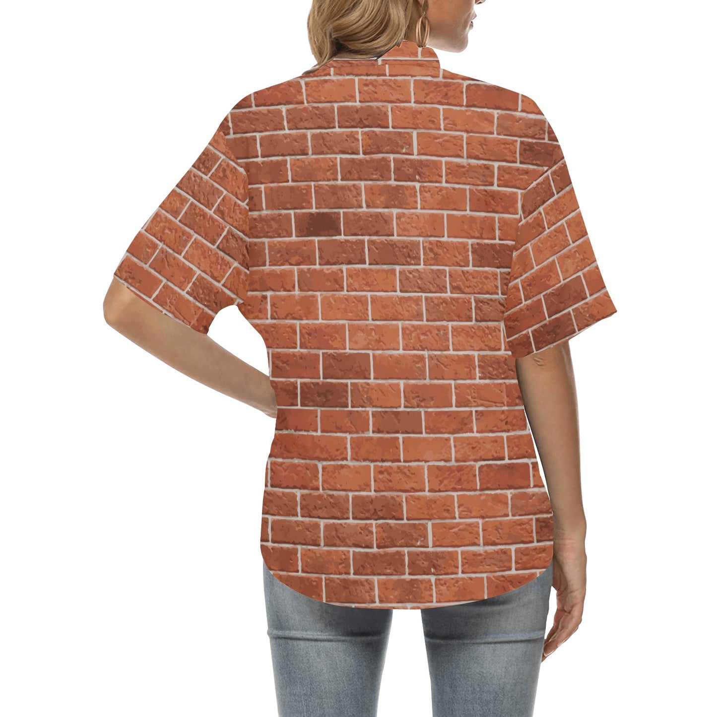 Brick Brown Pattern Print Design 02 Women's Hawaiian Shirt