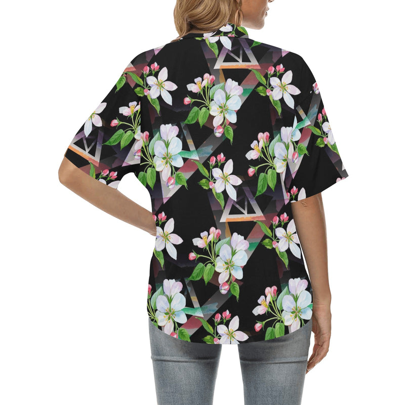 Apple blossom Pattern Print Design AB07 Women's Hawaiian Shirt