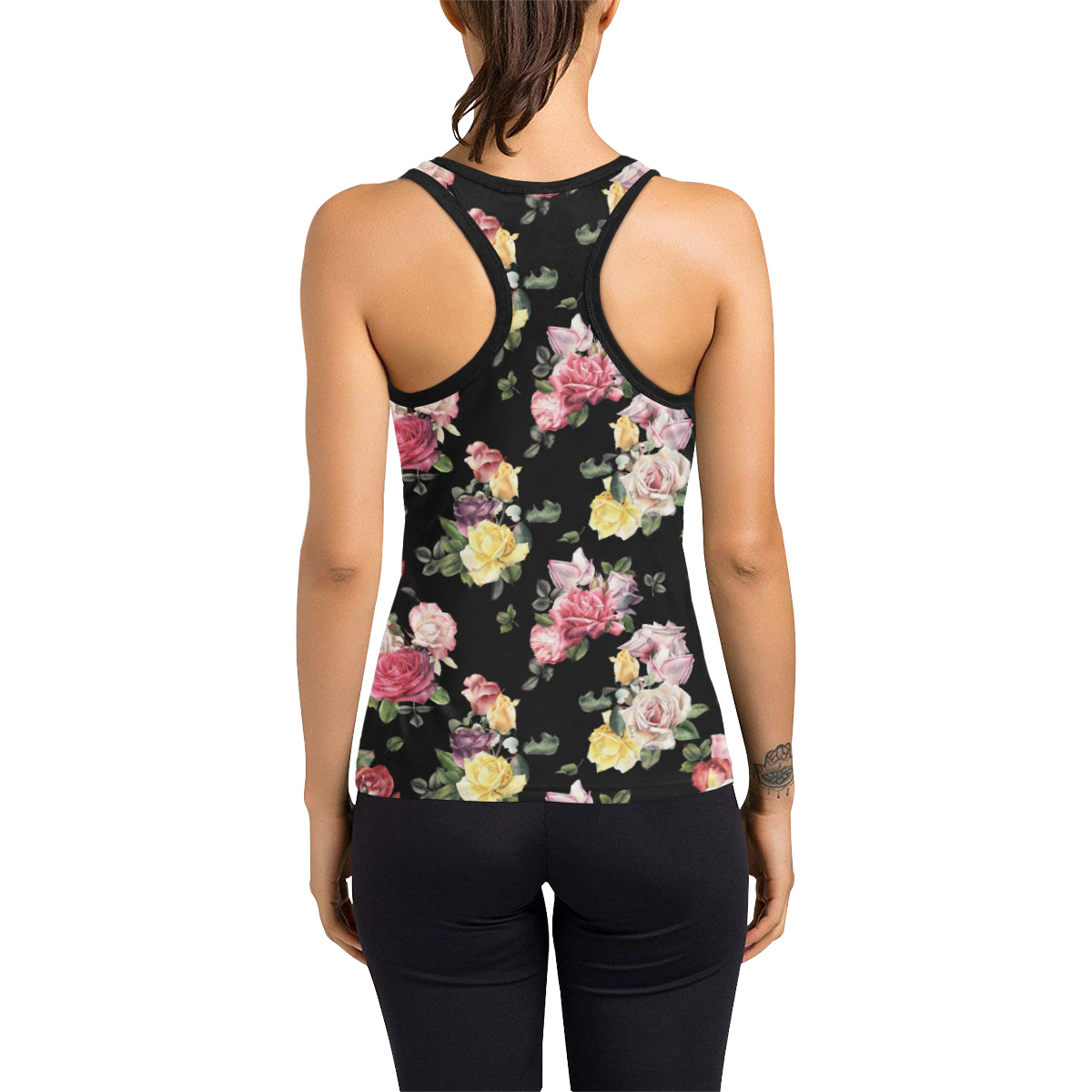 Rose Pattern Print Design RO010 Women's Racerback Tank Top