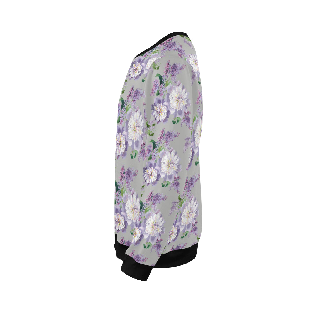 Lilac Pattern Print Design LI07 Men Long Sleeve Sweatshirt