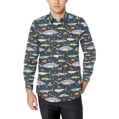 Swordfish Pattern Print Design 04 Men's Long Sleeve Shirt