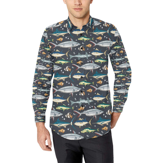 Swordfish Pattern Print Design 04 Men's Long Sleeve Shirt