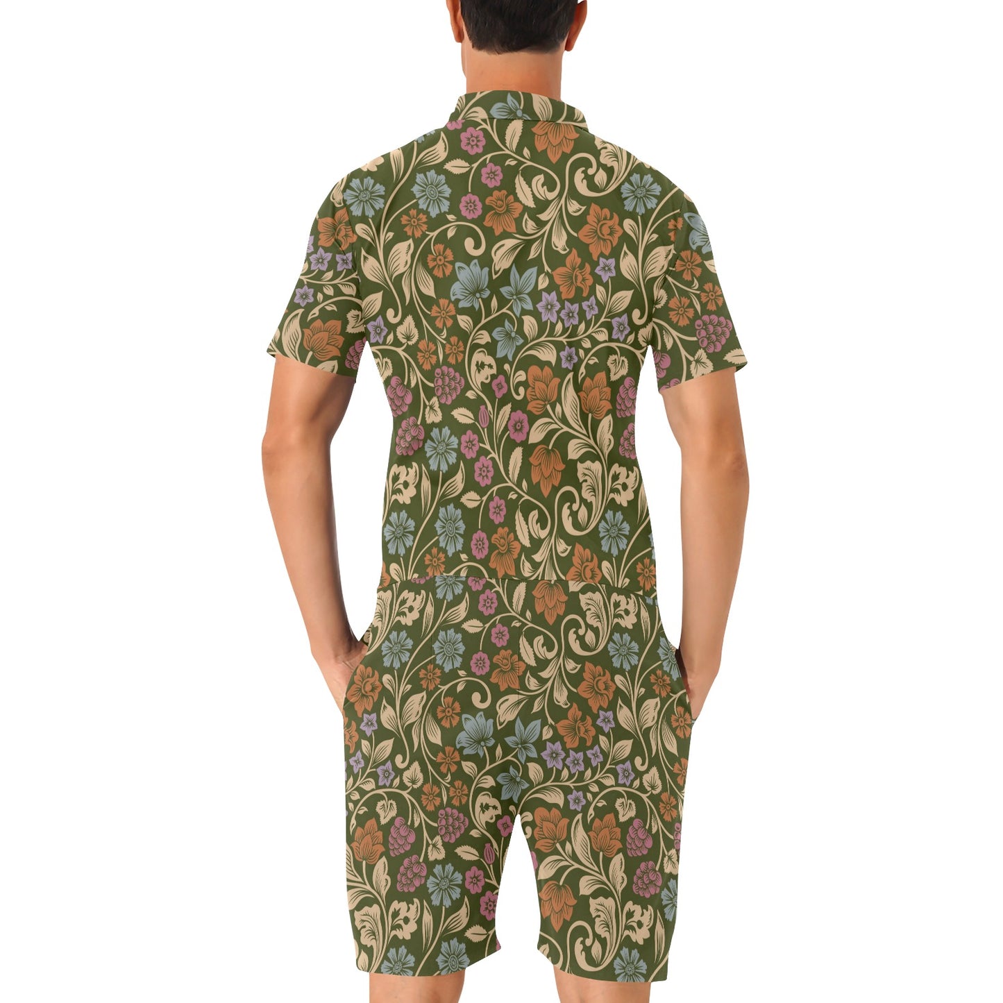 Floral Vintage Print Pattern Men's Romper