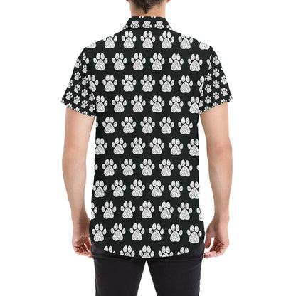 Paw Pattern Print Design A02 Men's Short Sleeve Button Up Shirt