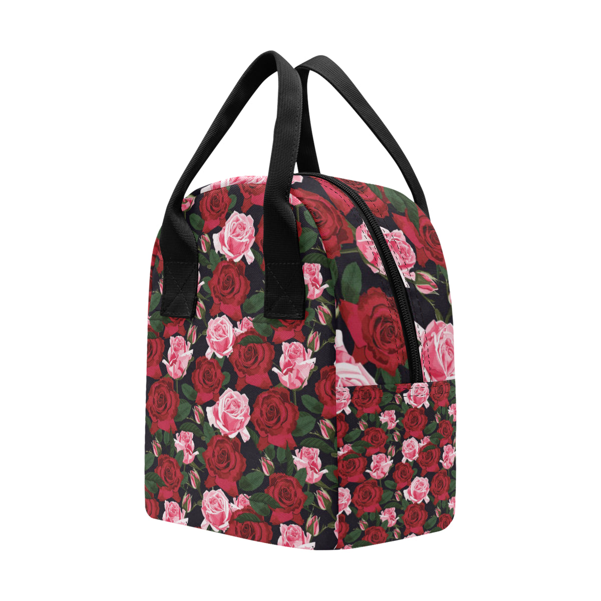 Rose Red Pink Pattern Print Design RO01 Insulated Lunch Bag