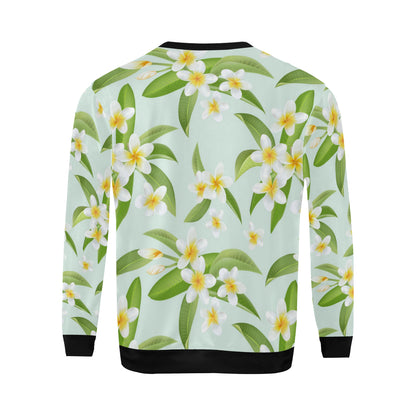 Yellow Plumeria Pattern Print Design PM024 Men Long Sleeve Sweatshirt