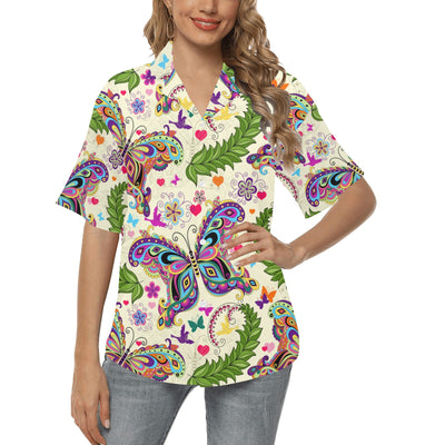 Butterfly Colorful Indian Style Women's Hawaiian Shirt