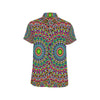 Bohemian Colorful Style Print Men's Short Sleeve Button Up Shirt