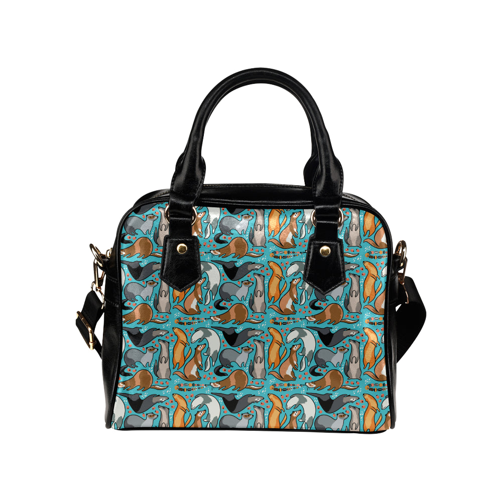 Ferret Pattern Print Design 03 Shoulder Handbag