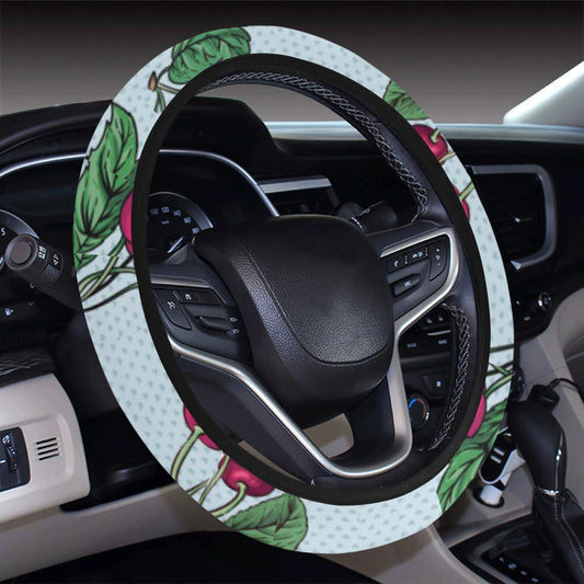 Cherry Pattern Print Design CH01 Steering Wheel Cover with Elastic Edge