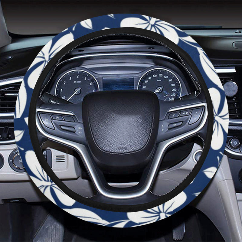 Hibiscus Pattern Print Design HB031 Steering Wheel Cover with Elastic Edge