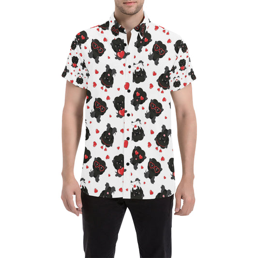 Affenpinscher Pattern Print Design 01 Men's Short Sleeve Button Up Shirt