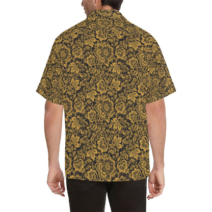 Brocade Gold Pattern Print Design 01 Men's Hawaiian Shirt