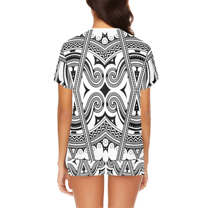 Samoan Pattern Print Design LKS302 Women's Short Pajama Set