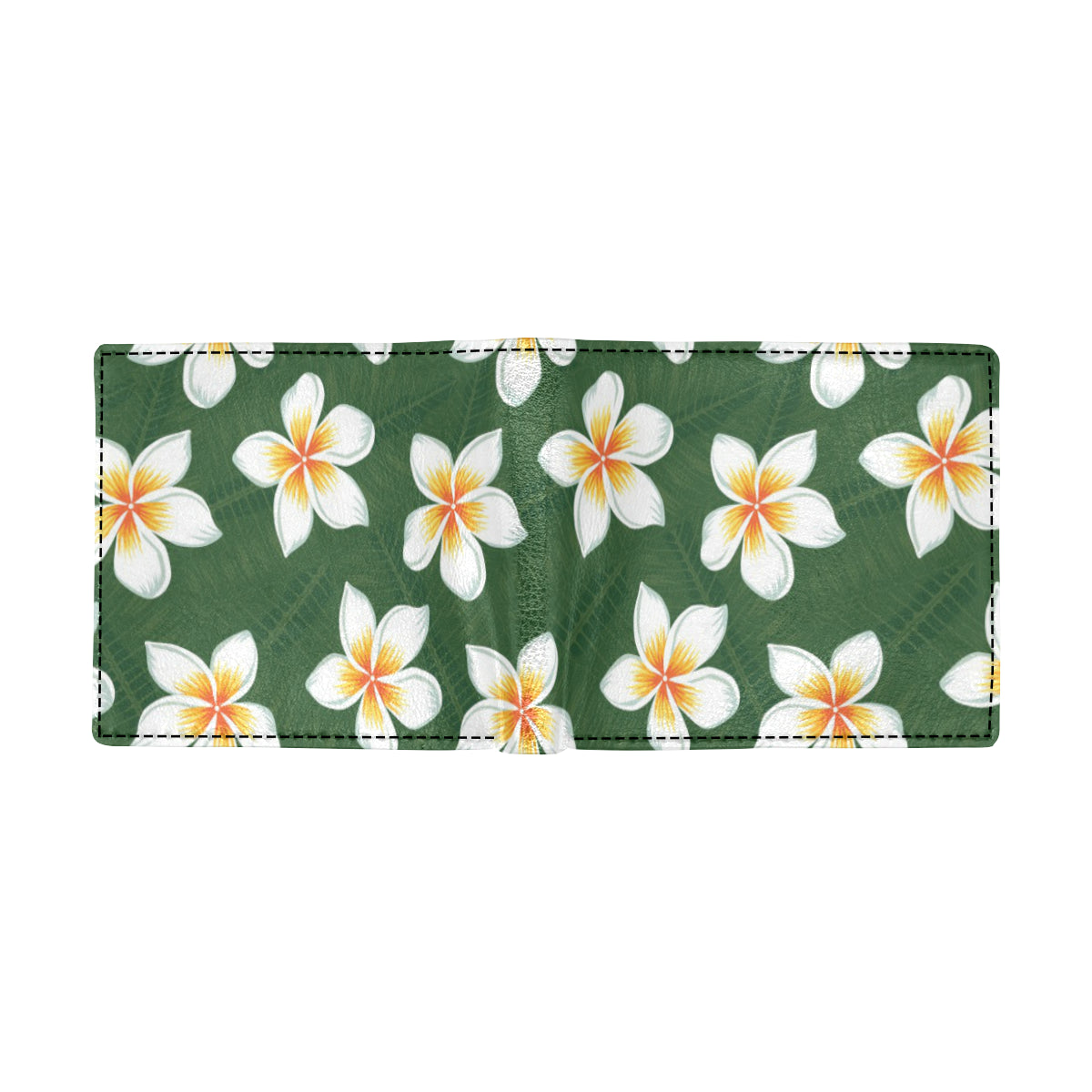 White Plumeria Pattern Print Design PM020 Men's ID Card Wallet