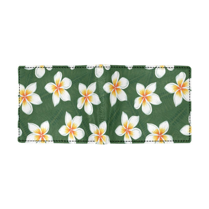 White Plumeria Pattern Print Design PM020 Men's ID Card Wallet
