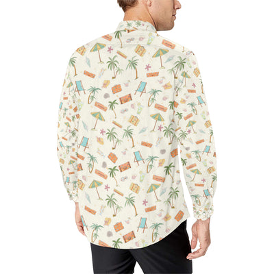 Beach Themed Pattern Print Design 05 Men's Long Sleeve Shirt