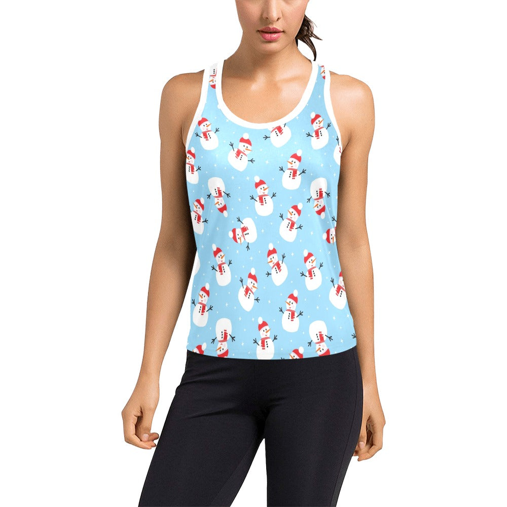 Snowman Print Design LKS305 Women's Racerback Tank Top