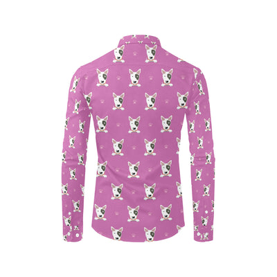 Bull Terrier Happy Print Pattern Men's Long Sleeve Shirt