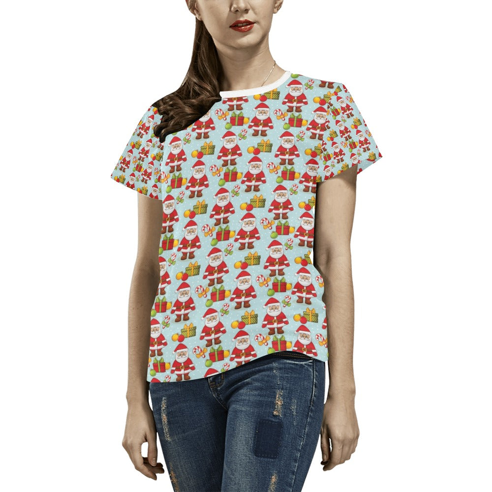 Santa Christmas Themed Print Design LKS303 Women's  T-shirt