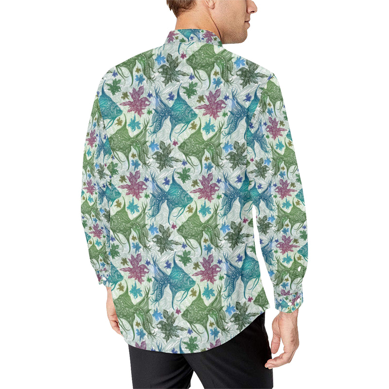 Angelfish Tribal Pattern Print Design 01 Men's Long Sleeve Shirt