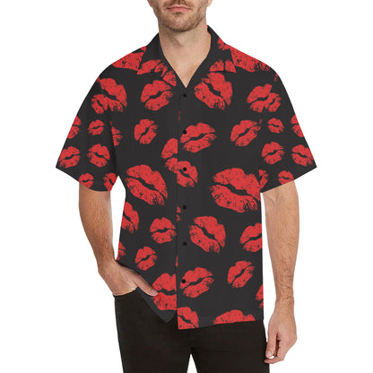 Lip Red Pattern Print Design 02 Men's Hawaiian Shirt