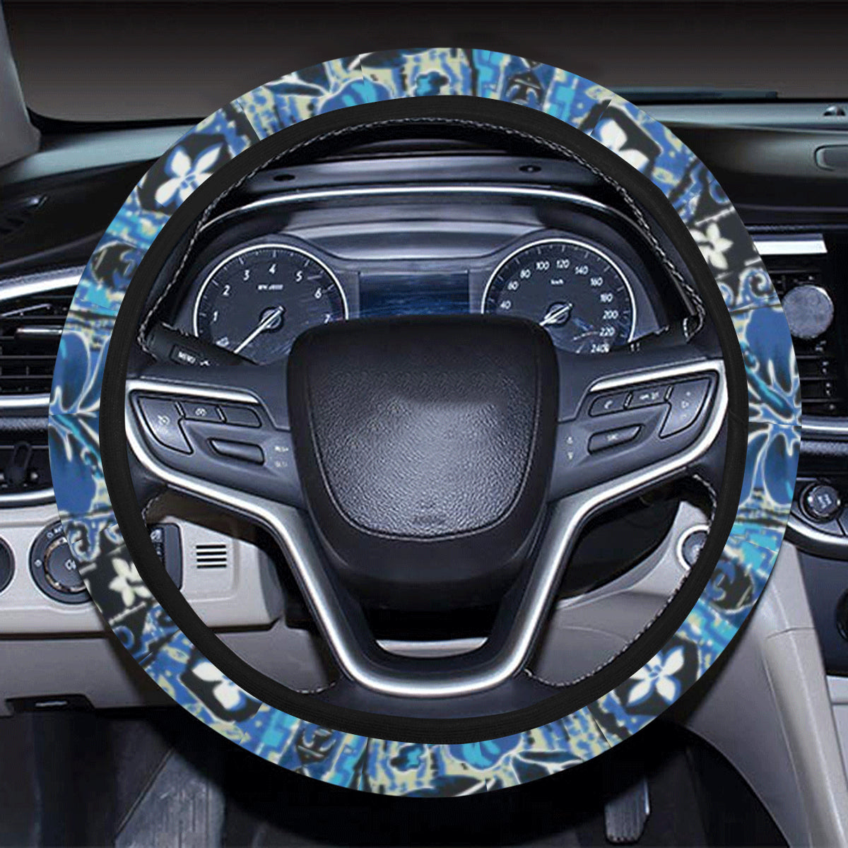 Hawaiian Themed Pattern Print Design H012 Steering Wheel Cover with Elastic Edge