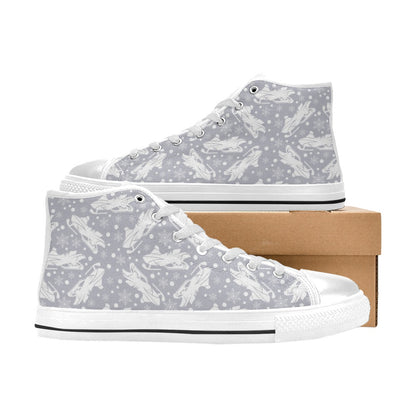 Snowmobile Print Design LKS302 High Top Women's White Shoes