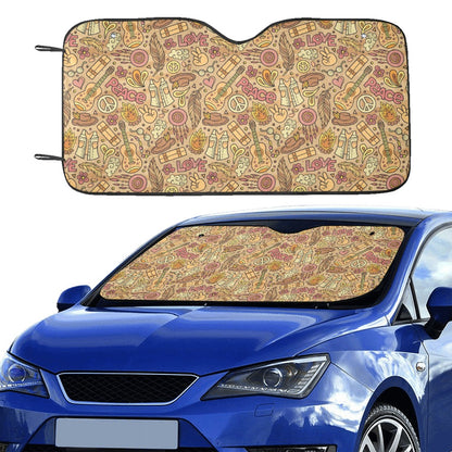 Hippie Print Design LKS305 Car front Windshield Sun Shade