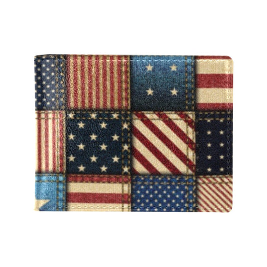 American flag Patchwork Design Men's ID Card Wallet