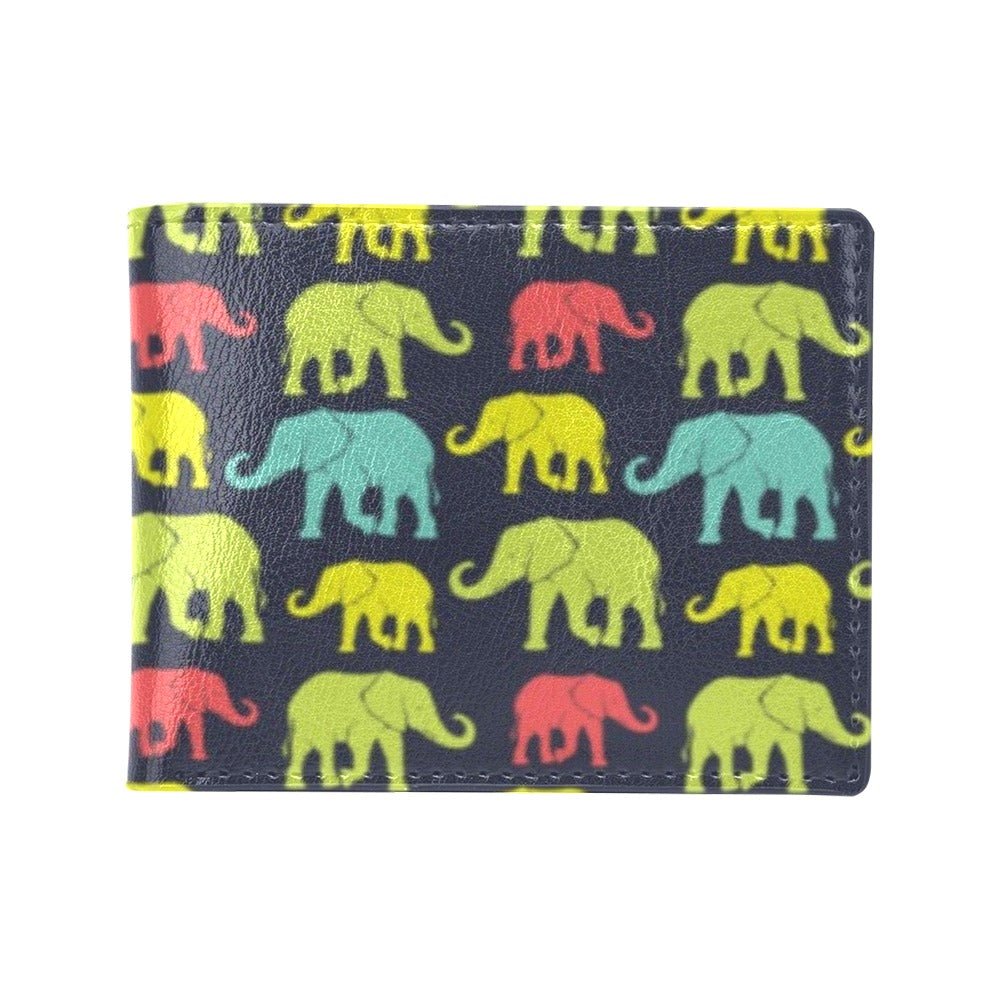 Elephant Neon Color Print Pattern Men's ID Card Wallet